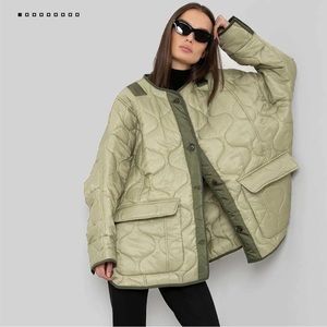 Frankie Teddy Quilted Puffer Oversize Green Buuton Up Jacket